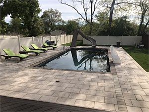 modern brick paver pool patio brown wave coping around pool cambridge sandstone ledgestone xl smooth